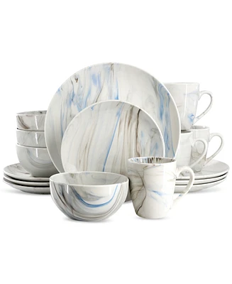 Elama Porcelain Marble 16 Pc. Dinnerware Set, Service for 4