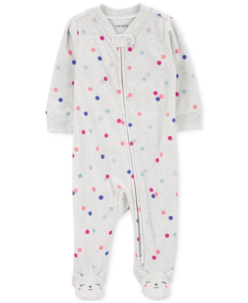 Carter's Baby Girls 1-Piece Sprinkle-Dot Fleece Footed Pajama