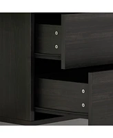Homsee Black Wood Dresser Chest of Drawer With 6 Drawers