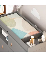 Homsee 4-Drawer Brown Kids Low Dresser Storage Organizer