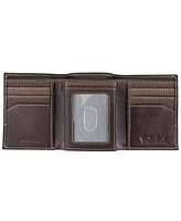 Timberland Men's Canvas Trifold Leather Wallet