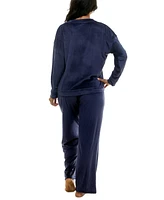 Roudelain Women's Long-Sleeve Ribbed Velour Pajama Set