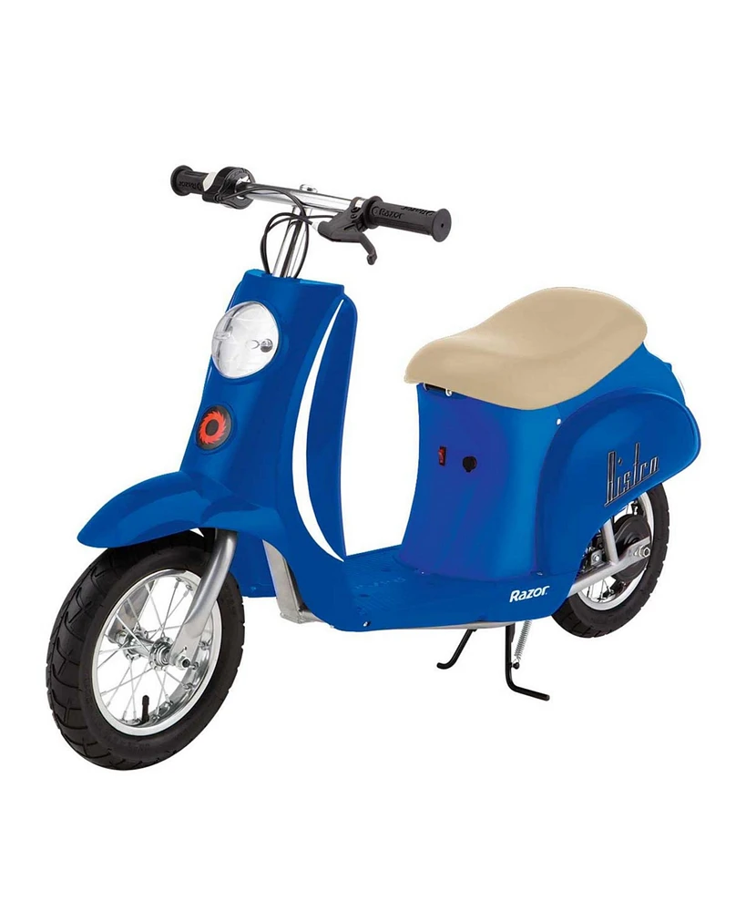 Razor Pocket Mod Miniature Euro 24V Electric Kids Ride On Retro Scooter, Blue