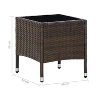 vidaXL Patio Table 15.7"x15.7"x17.7" Poly Rattan
