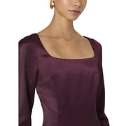 French Connection Women's Structured Satin Long-Sleeve Dress