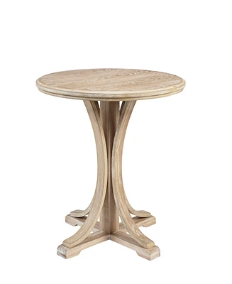 Martha Stewart Fatima Farmhouse 21" Round Cross Leg Armless Wooden Accent Table