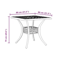 vidaXL Patio Table White 31.5"x31.5"x29.5" Cast Aluminum