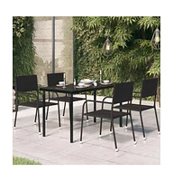 vidaXL Patio Dining Table Black 55.1"x27.6"x29.1" Steel and Glass