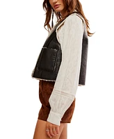 Free People Women's Travelers Faux-Leather Embroidered Vest