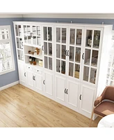 Famapy White Storage Cabinet, Bookcase with 25-Shelves and 2-Drawers