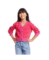 Andy & Evan Big Girls Pink Houndstooth Cardigan Sweater