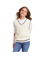 Andy & Evan Big Girls Cream Cable Knit Sweater Vest