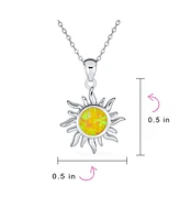 Bling Jewelry Irradiance Cz Accents Summer Beach Fun Created Orange Fire Opal Flaming Sunshine Star Sunburst Necklace Pendant Yellow Gold Plated .925