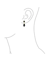 Bling Jewelry Classic Simple Dangle Delicate Double Teardrop Natural Black Onyx Drop Earrings For Women 14K Yellow Gold Overlay .925 Sterling Silver