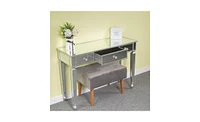 Slickblue Mirror Dressing Table with Three Drawers: Elegant Console Table for Bedroom or Vanity