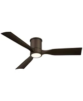 Casa Vieja 56" Keel Modern Indoor Outdoor Ceiling Fan 3 Blade Led Light Remote Control Emperial Bronze Finish Blades Bedroom Patio Living Room Hugger