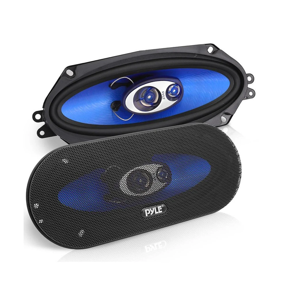 Pyle 4" x 10" Three-Way Triaxial Speaker System, 300 Watt, Blue