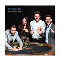 SereneLife Foldable and Portable Rounded Poker/Casino Game Table with Cushioned Rail for 8 Players