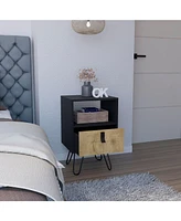 Toka Nightstand 24"H , Sleek Design with Hairpin Legs and One Drawer