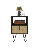 Depot E-Shop Toka Nightstand 24"H , Sleek Design with Hairpin Legs and One Drawer