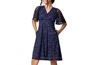 Kiyonna Women's Starry Sequin Lace V-Neck Cocktail Dress with Pockets