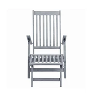 vidaXL Patio Deck Chair with Footrest Gray Wash Solid Acacia Wood