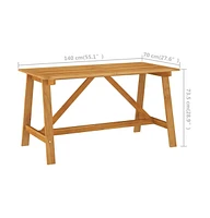 vidaXL Patio Dining Table 55.1"x27.6"x28.9" Solid Acacia Wood