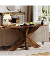 Tribesigns 70.9 Inches Long Sofa Table Behind Couch, Farmhouse Console Entry Table with Wooden Geometric Base for Entryway, Living Room