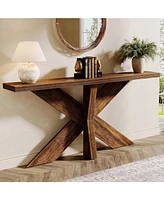 Tribesigns 70.9 Inches Long Sofa Table Behind Couch, Farmhouse Console Entry Table with Wooden Geometric Base for Entryway, Living Room