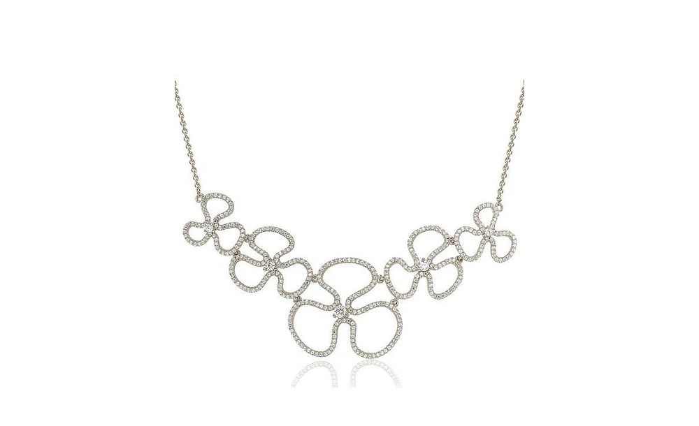 Suzy Levian New York Suzy Levian Sterling Silver Cubic Zirconia Floral Thin Necklace