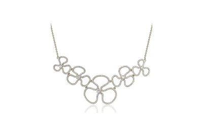 Suzy Levian New York Suzy Levian Sterling Silver Cubic Zirconia Floral Thin Necklace