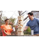Yard Games Large Tumbling Timbers 24" Wood Block Stacking Game w/ Case, Natural