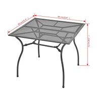 vidaXL Patio Table 35.4"x35.4"x28.3" Steel Mesh