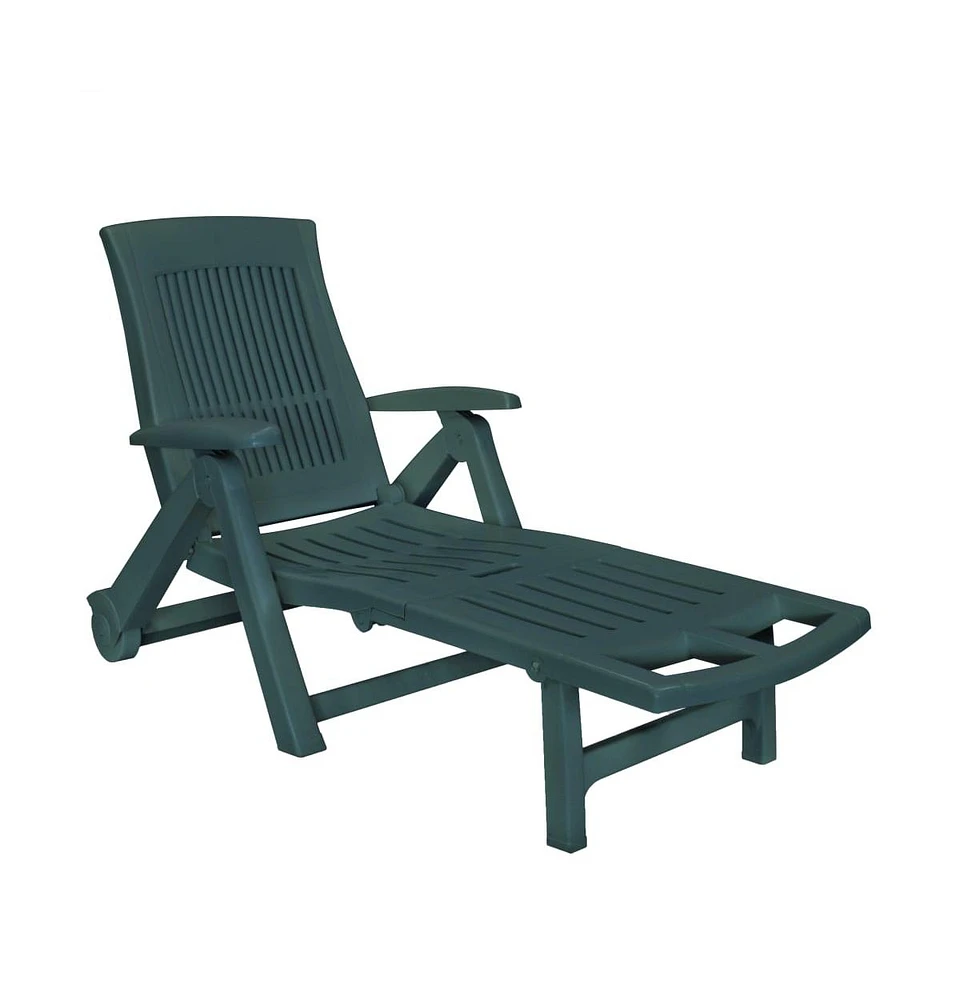 vidaXL Sun Lounger with Footrest Plastic Green