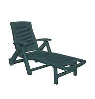 vidaXL Sun Lounger with Footrest Plastic Green