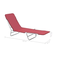 vidaXL Folding Sun Loungers 2 pcs Steel and Fabric Red