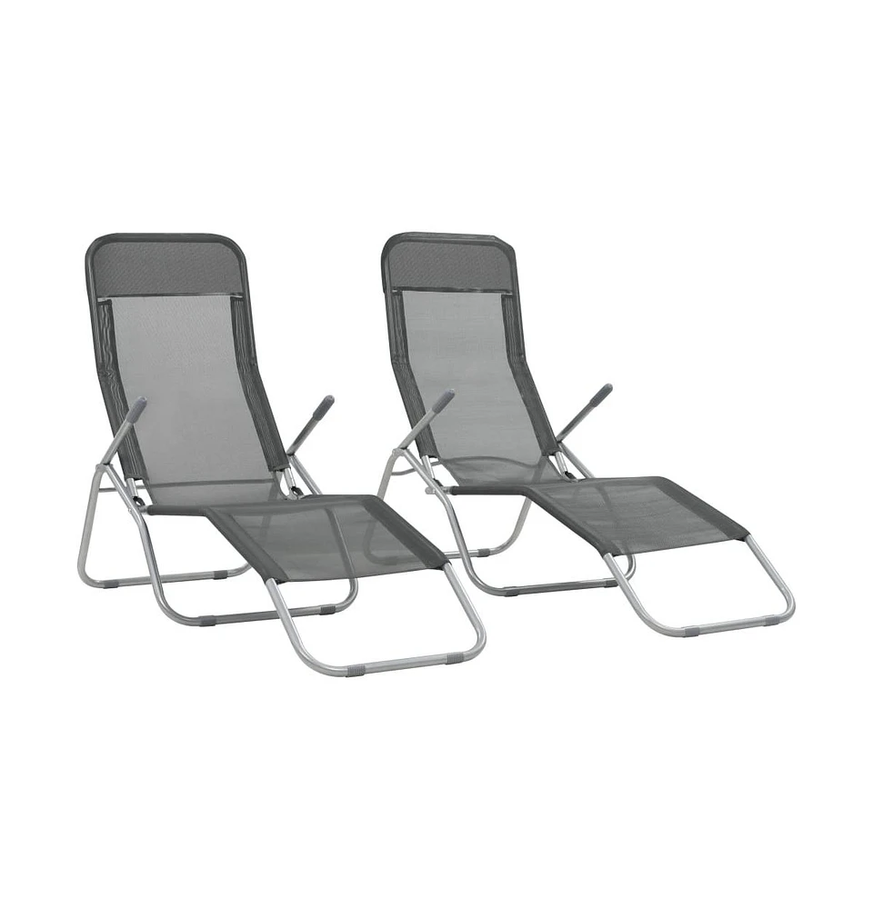 vidaXL Folding Sun Loungers 2 pcs Textilene Anthracite