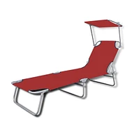 vidaXL Folding Sun Lounger with Canopy Steel and Fabric