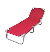 vidaXL Folding Sun Lounger Powder-coated Steel Red