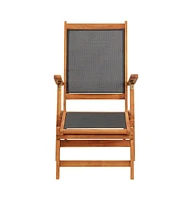 vidaXL Patio Deck Chair Solid Acacia Wood and Textilene