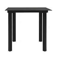 vidaXL Patio Dining Table Black 31.5"x31.5"x29.1" Steel and Glass