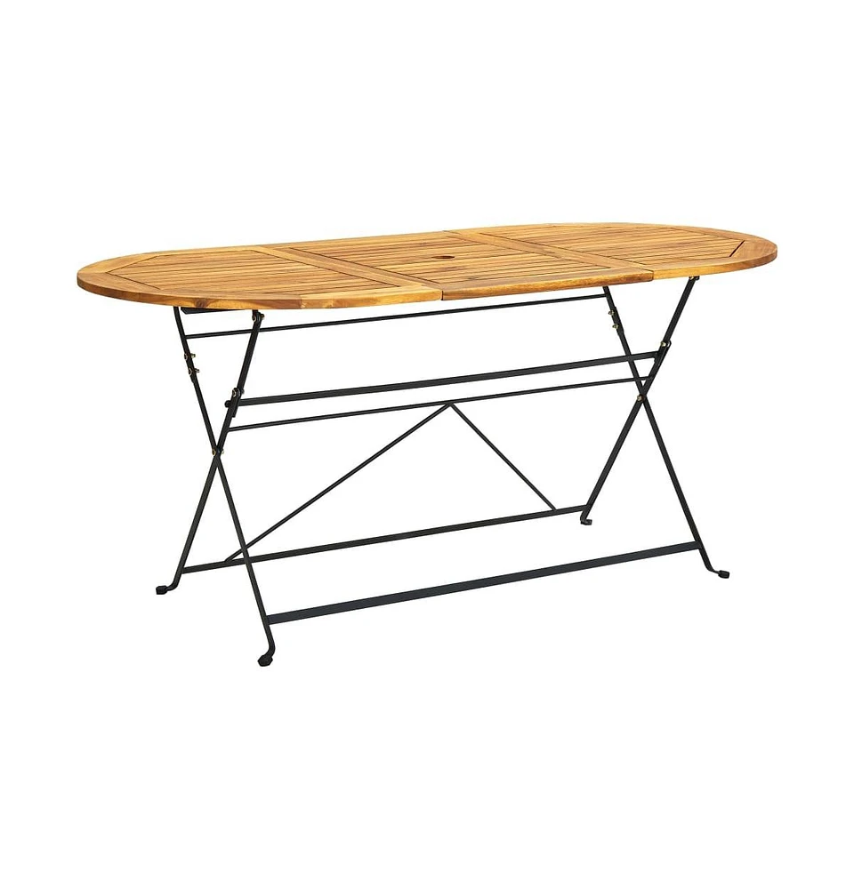 vidaXL Patio Table 63"x33.5"x29.1" Solid Acacia Wood Oval