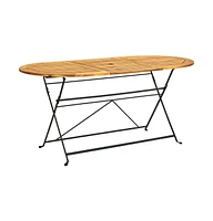 vidaXL Patio Table 63"x33.5"x29.1" Solid Acacia Wood Oval