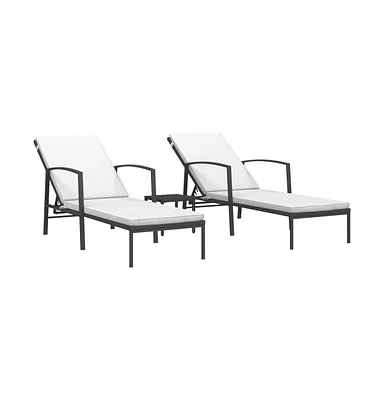 vidaXL Sun Loungers 2 pcs with Table Poly Rattan