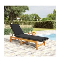 vidaXL Sun Lounger with Table Poly Rattan and Solid Wood Acacia