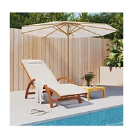 vidaXL Sun Lounger with Pillow White Textilene and Solid Wood Poplar