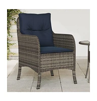 vidaXL Patio Chairs with Cushions 2 pcs Gray Poly Rattan