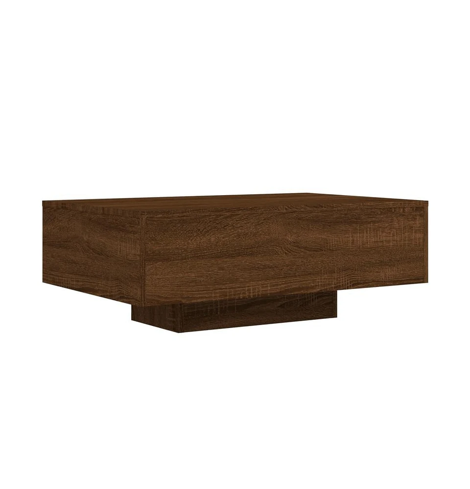 vidaXL Coffee Table with Led Lights Brown Oak 33.5"x21.7"x12.2"