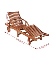 vidaXL Sun Lounger with Table Solid Acacia Wood