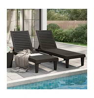 vidaXL Sun Loungers 2 pcs Black 61"x22.8"x32.7" Polypropylene